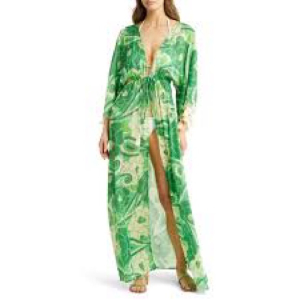 FARM Rio Green Ruffled Wrap Maxi oversized - Picture 4 of 12
